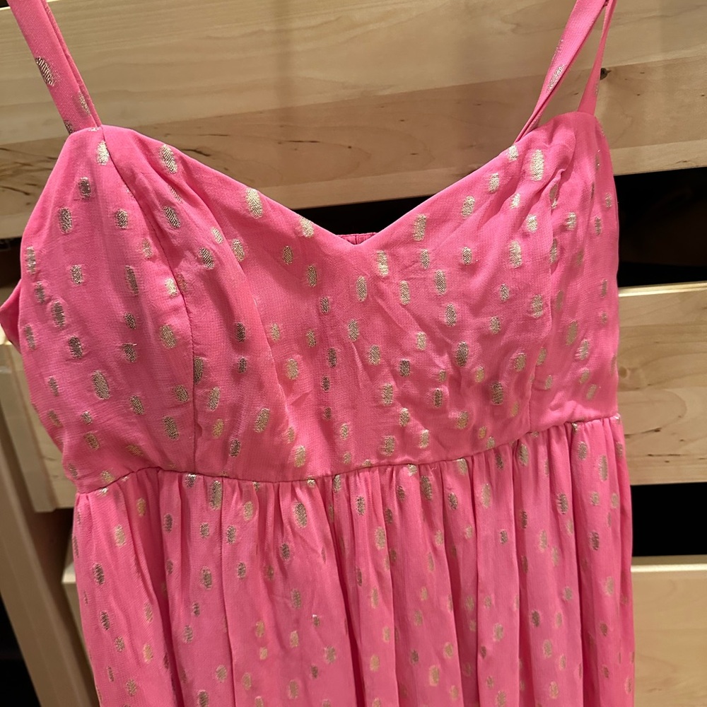 Lilly Pulitzer Pink Maxi Dress with Gold Accents